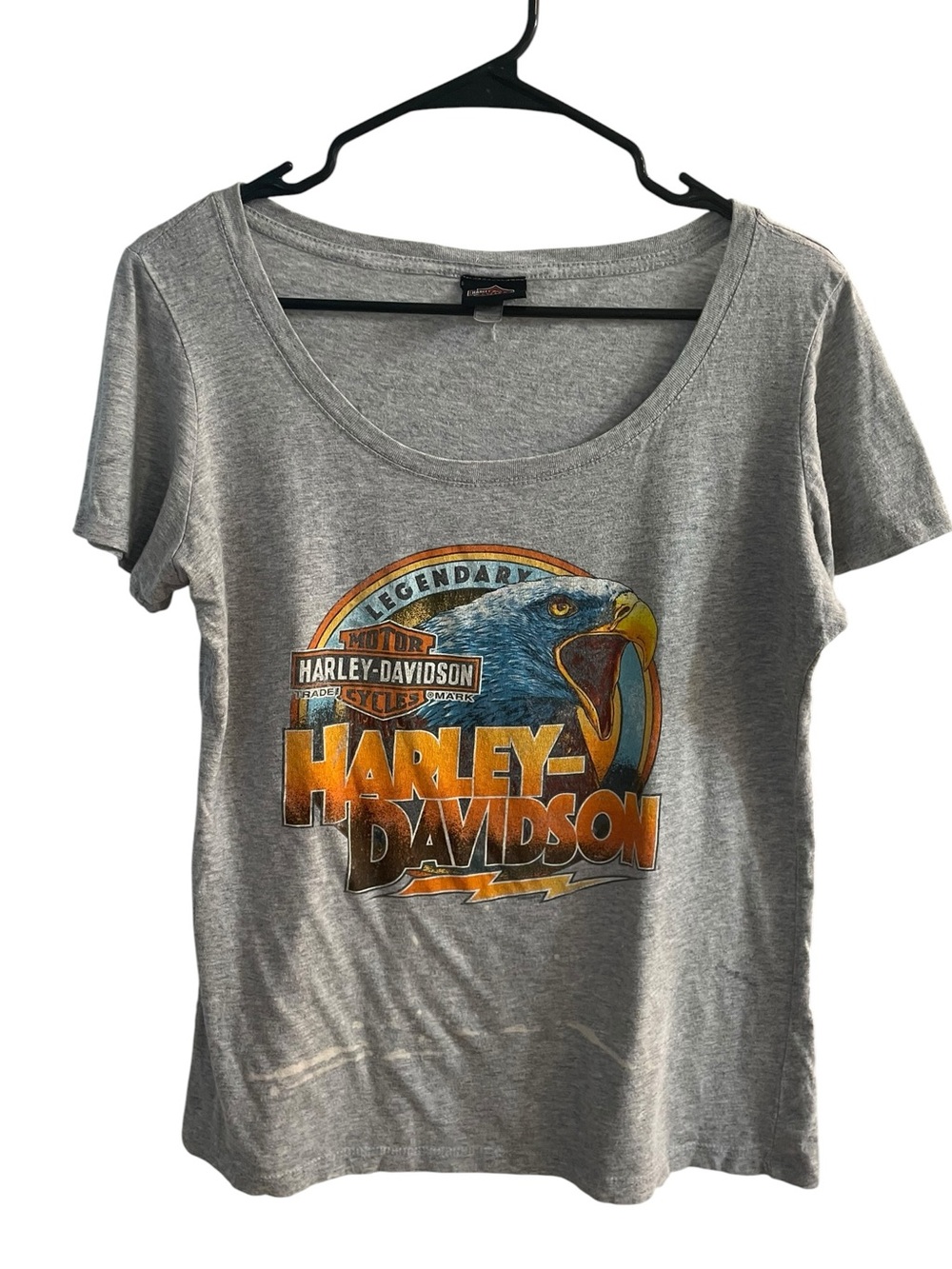 Harley Davidson Eagle Graphic Tee Distressed Biker Grunge Y2K Women’s XL